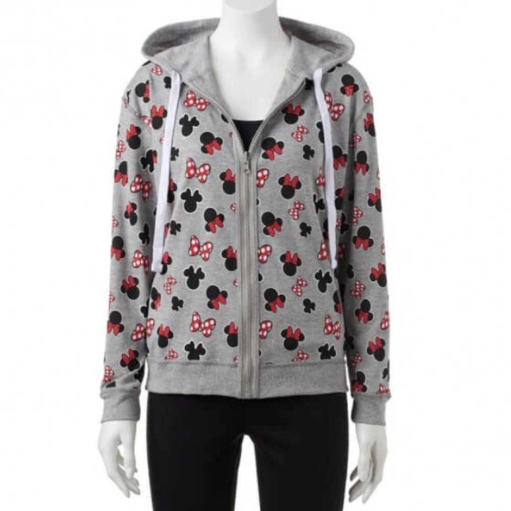 Brand New Women's Disney Minnie Mouse Reversible Full-Zip Hoodie Sweatshirt
